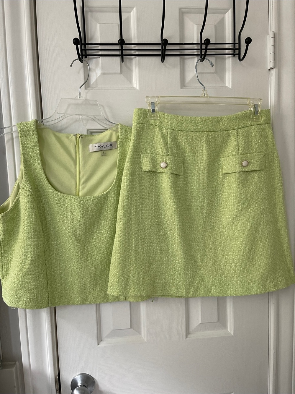 Taylor Lime Green Mini Skirt and matching top.